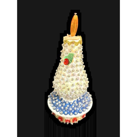 Vintage MCM 5" Candlestick Beaded Sequins Push Pin Christmas Decor Ornament - Picture 1 of 7